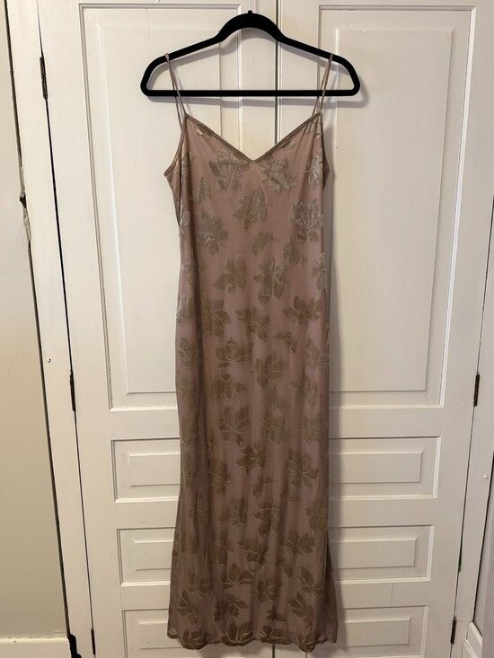 Brenda Beddomme Dresses & Skirts - RARE Vintage 90s Taupe Velvet Burnout Dress - Brenda Beddome, Toronto Designer